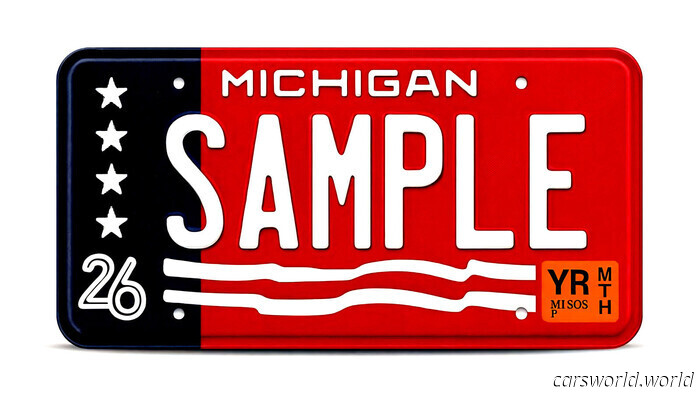 Michigan Revives Its Most Eye-Catching Retro License Plate for a Strongly American Purpose | Carscoops